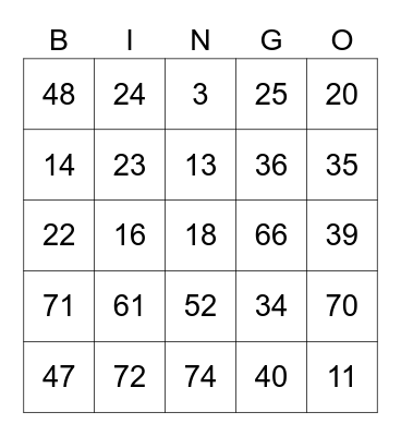 Dr Sololek Round 1 [Numbers] Bingo Card