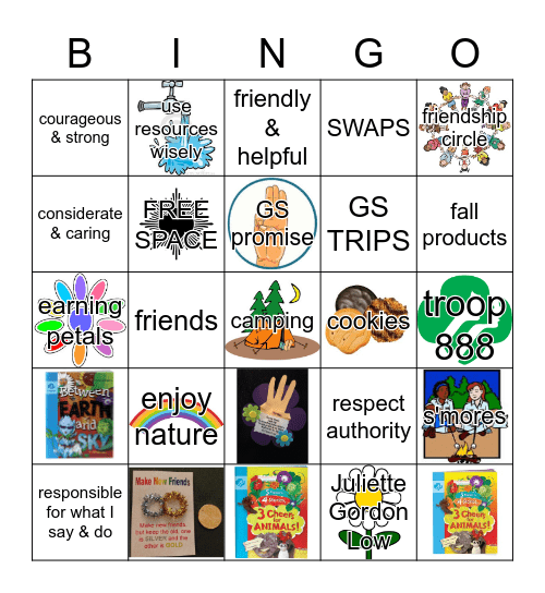 Daisy Girl Scout BINGO Card