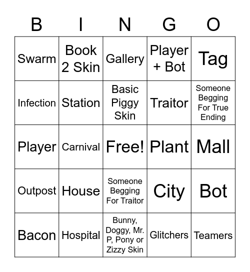 Piggy Book 1 Bingo Card