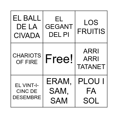 EL BINGO MUSICAL Bingo Card