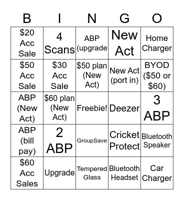 Team Awesomeness Sales Bingo Card