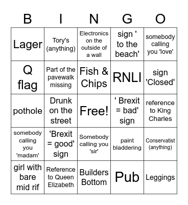 ONZK England Bingo 2023 Bingo Card