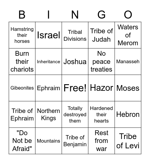 Joshua 11 Bingo Card