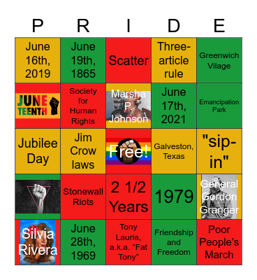 June Historic Bingo Card