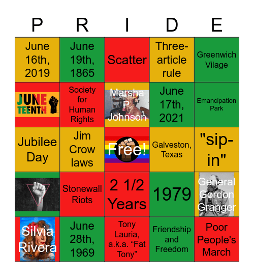 June Historic Bingo Card