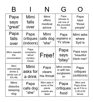 Snyder BINGO Card