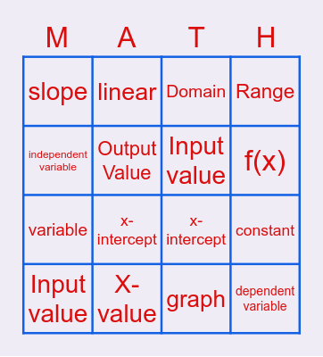 Functions!!! Bingo Card