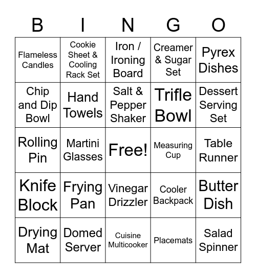 Bridal Bingo Card