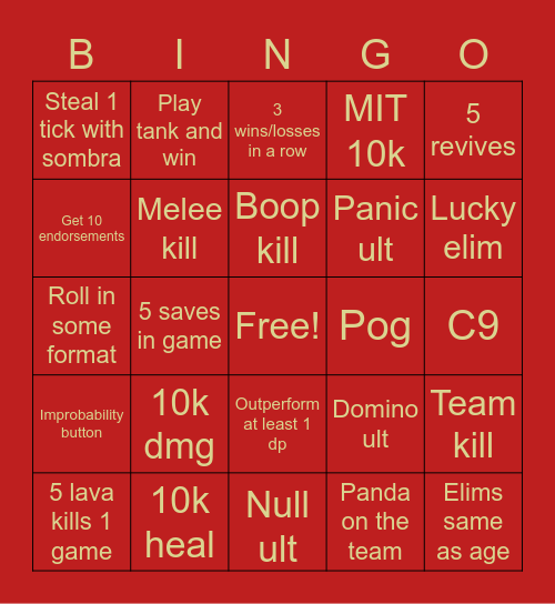 JustinWatch Bingo Card