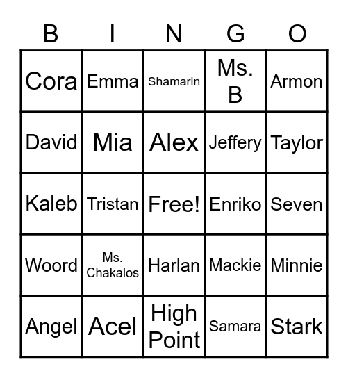 End of the Year Bingo Card