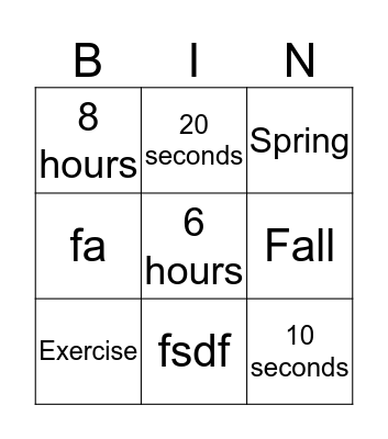 Preventive Health Bingo Card