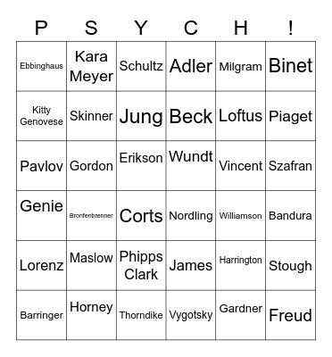 Psych Banquet 2023! Bingo Card