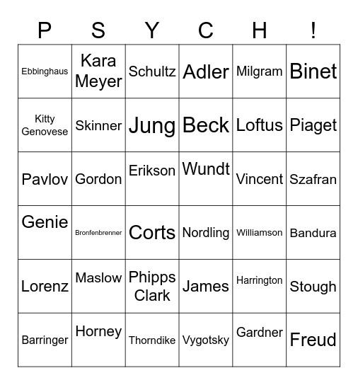 Psych Banquet 2023! Bingo Card