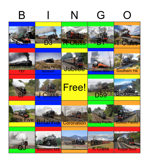 It's Great to be a Tender Engine Bingo Card