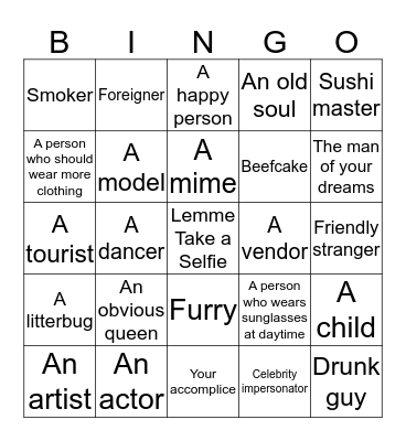 Photogenic People of New York Bingo Card