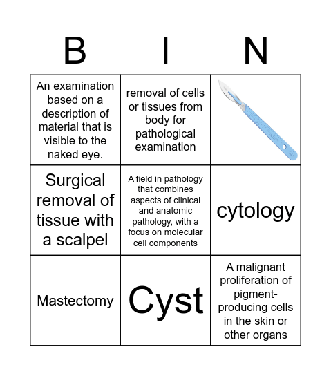 Surgical Pathology Bingo Card