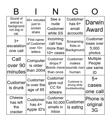 AHA Bingo  Bingo Card
