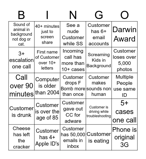 AHA Bingo  Bingo Card