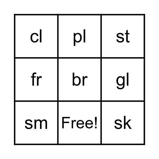 Blended Bingo Set 1 Bingo Card