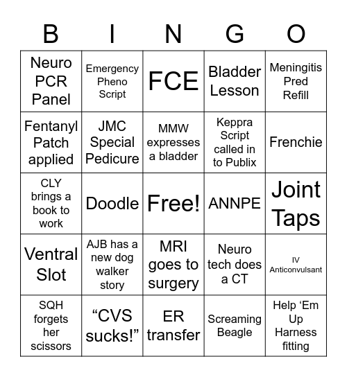 Neuro Bingo Card