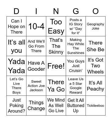 Dylanisms Bingo Card