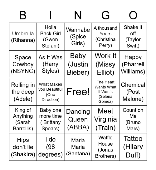 Drop POP and lock it Bingo Card