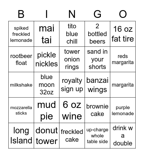 RED ROBIN Bingo Card