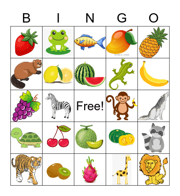 Animals and fruit! Bingo Card