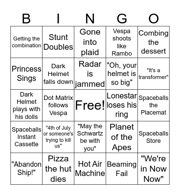 Spaceballs BINGO Card