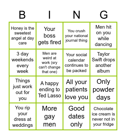 Your ERAS CARD Bingo Card