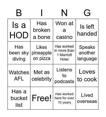 AAW Bingo Card
