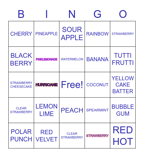 FLAVOR BLACKOUT BINGO Card