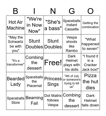 Spaceballs BINGO Card