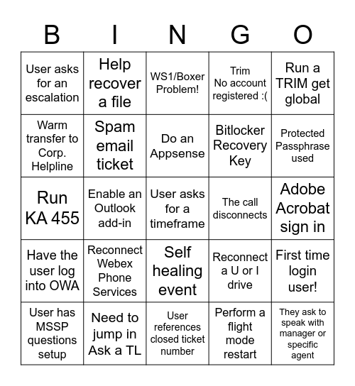 Buddy Bingo Card