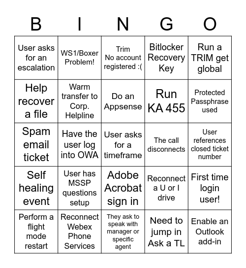 Buddy Bingo Card