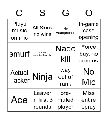 MM Bingo Card