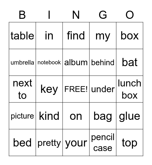 REVIEW GAME Bingo Card