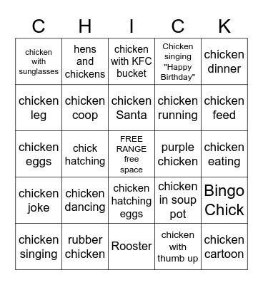 CHICKEN BINGO Card
