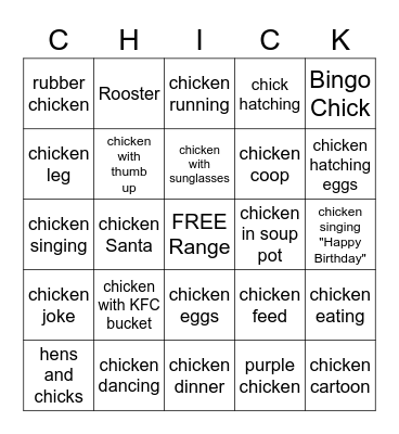 CHICKEN BINGO Card