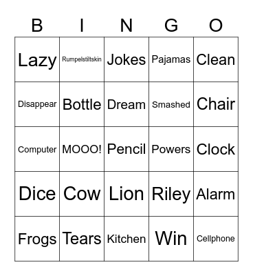 Rumpelstiltskin Bingo Card