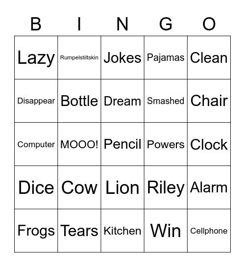 Rumpelstiltskin Bingo Card