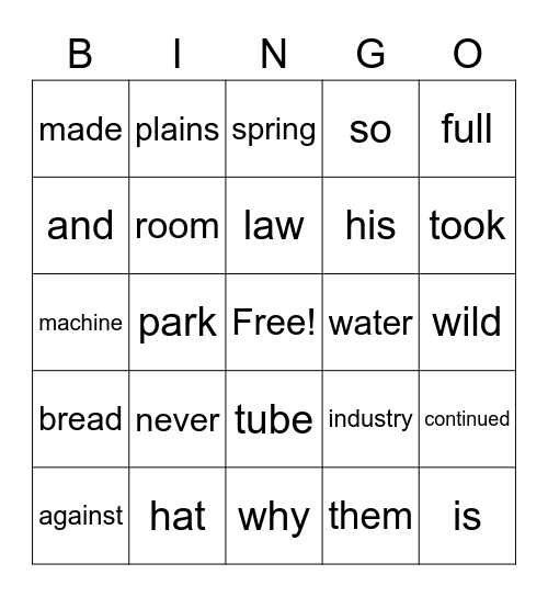 Sight Word Variety 4 Bingo Card