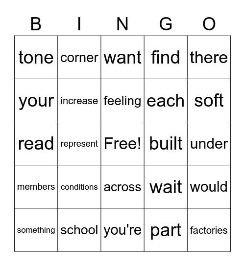 Sight Word Variety 9 Bingo Card