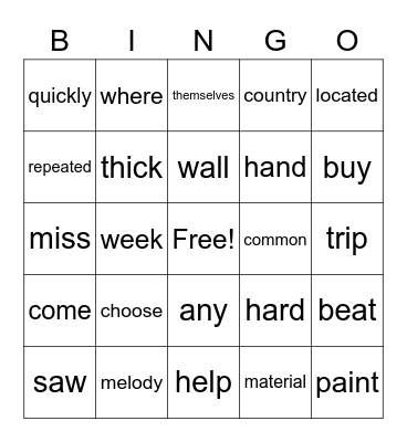 Sight Word Variety 11 Bingo Card