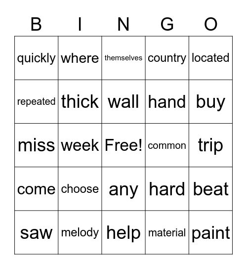 Sight Word Variety 11 Bingo Card