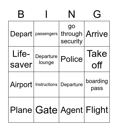 Pre-flight instructions Bingo Card