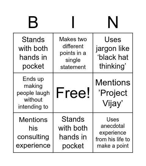 MA Bingo Card