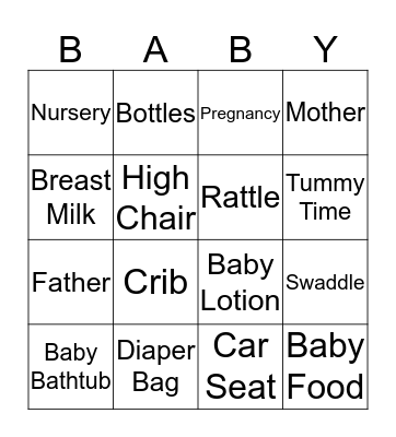 Baby Bingo Card