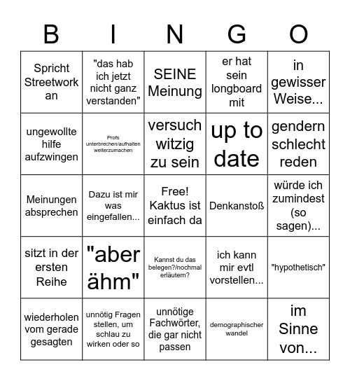 Kaktus Bingo Card