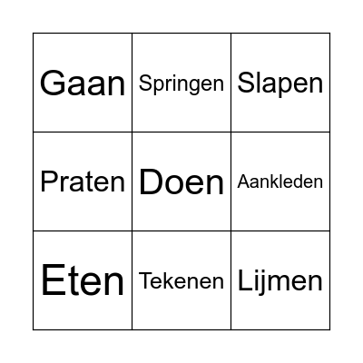 Werkwoorden B Bingo Card